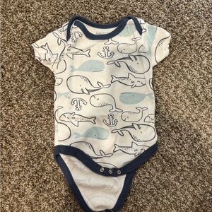 Baby Gear White and Blue Bodysuit with Playful Dinosaur Print